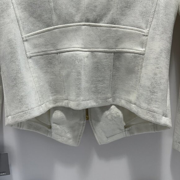 MARC NEW YORK Women's Ivory Silvery Faux Leather Jacket; Size: Small (S) - Picture 3 of 4